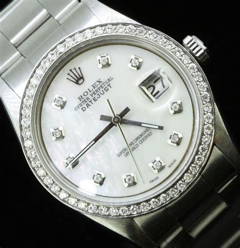 rolex watches silver diamonds|rolex diamond bezel watches.